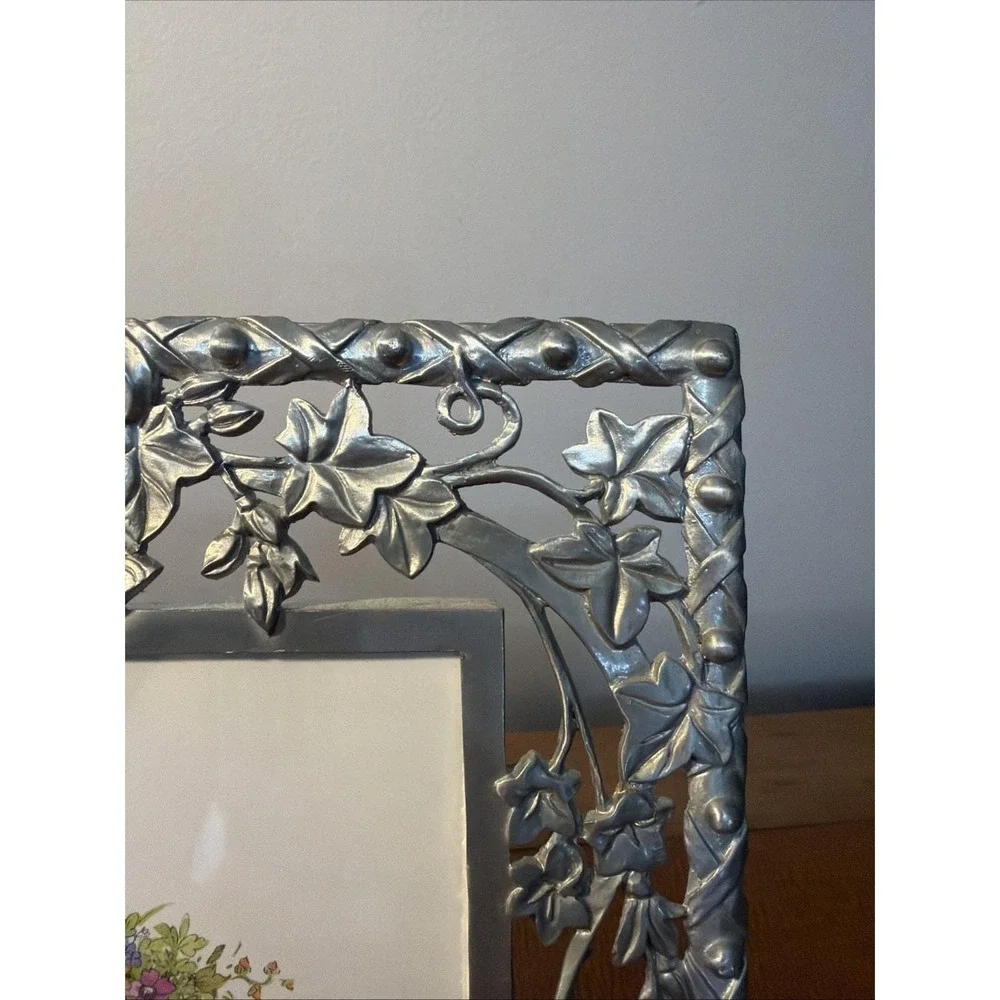 VTG Weston Gallery Silver Cast Metal Wedding Picture Frame 5x5 Photo